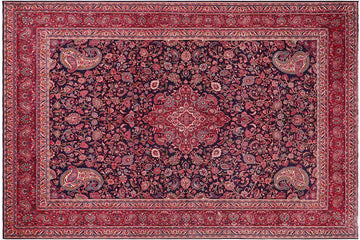 handmade Traditional Tabriz Blue Red Hand Knotted RECTANGLE 100% Wool Pile area rug 10x13